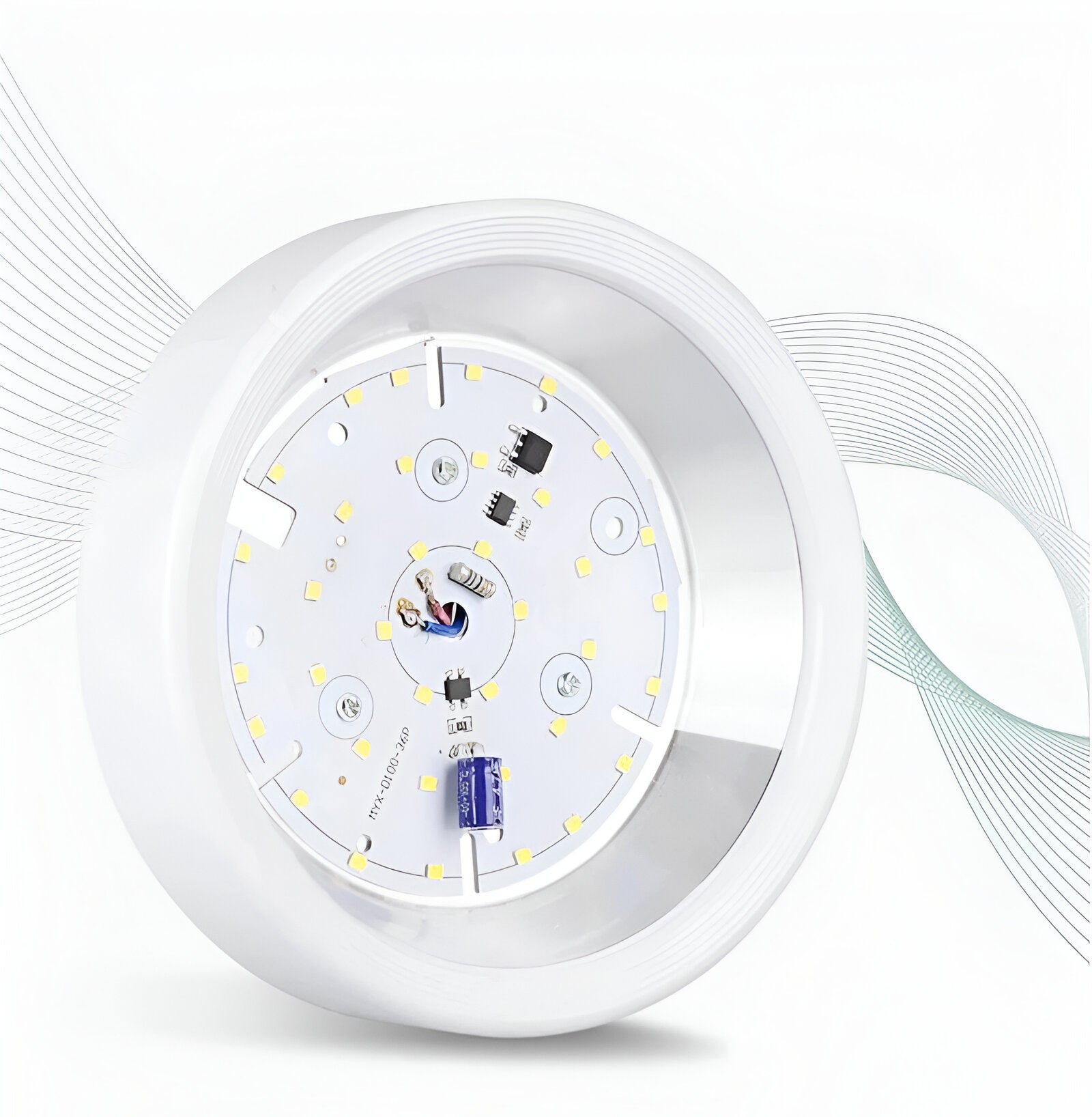 Rund LED loftlampe ultratynd med rillede detaljer