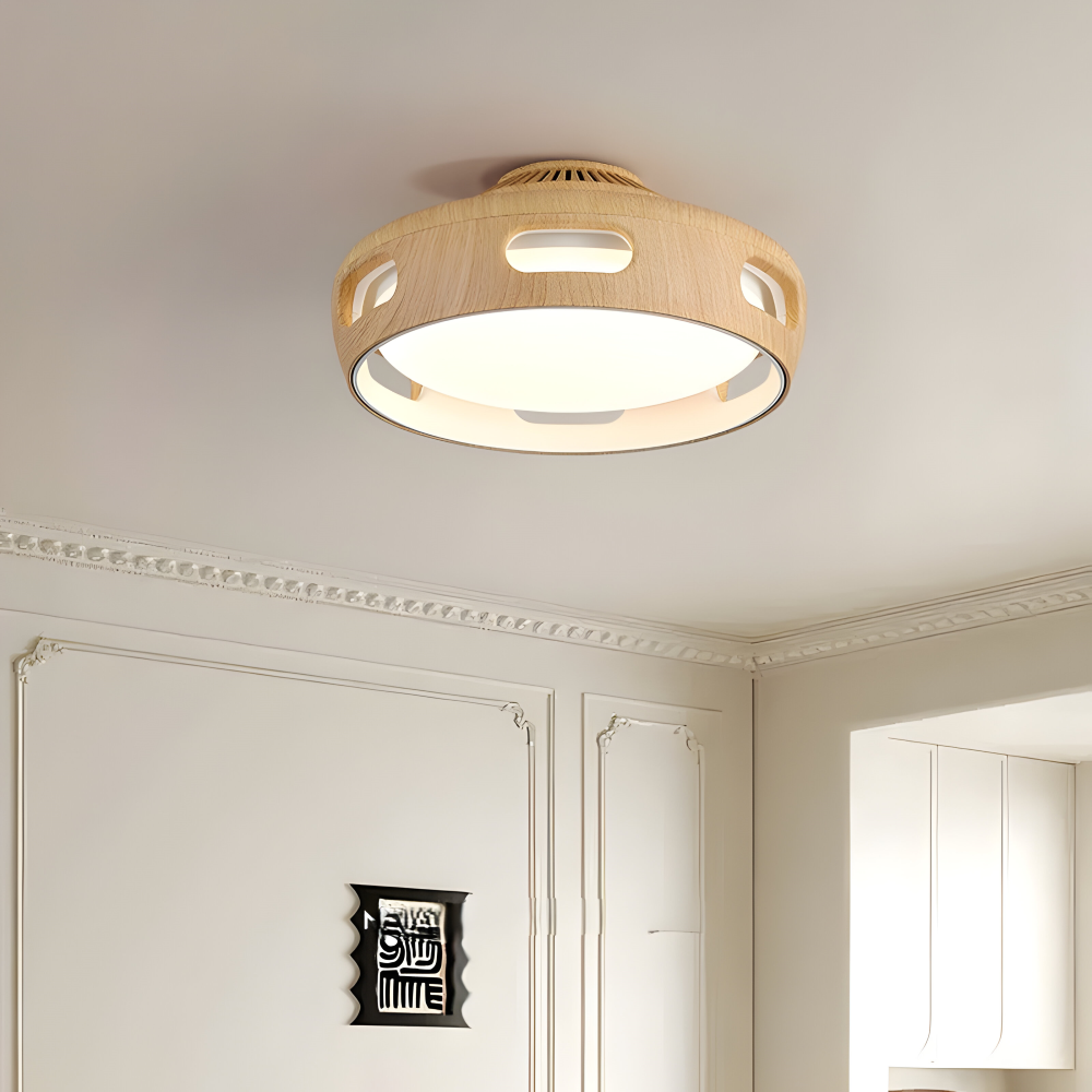 Rund loftslampe i ovale udskæringer og matteret diffuser