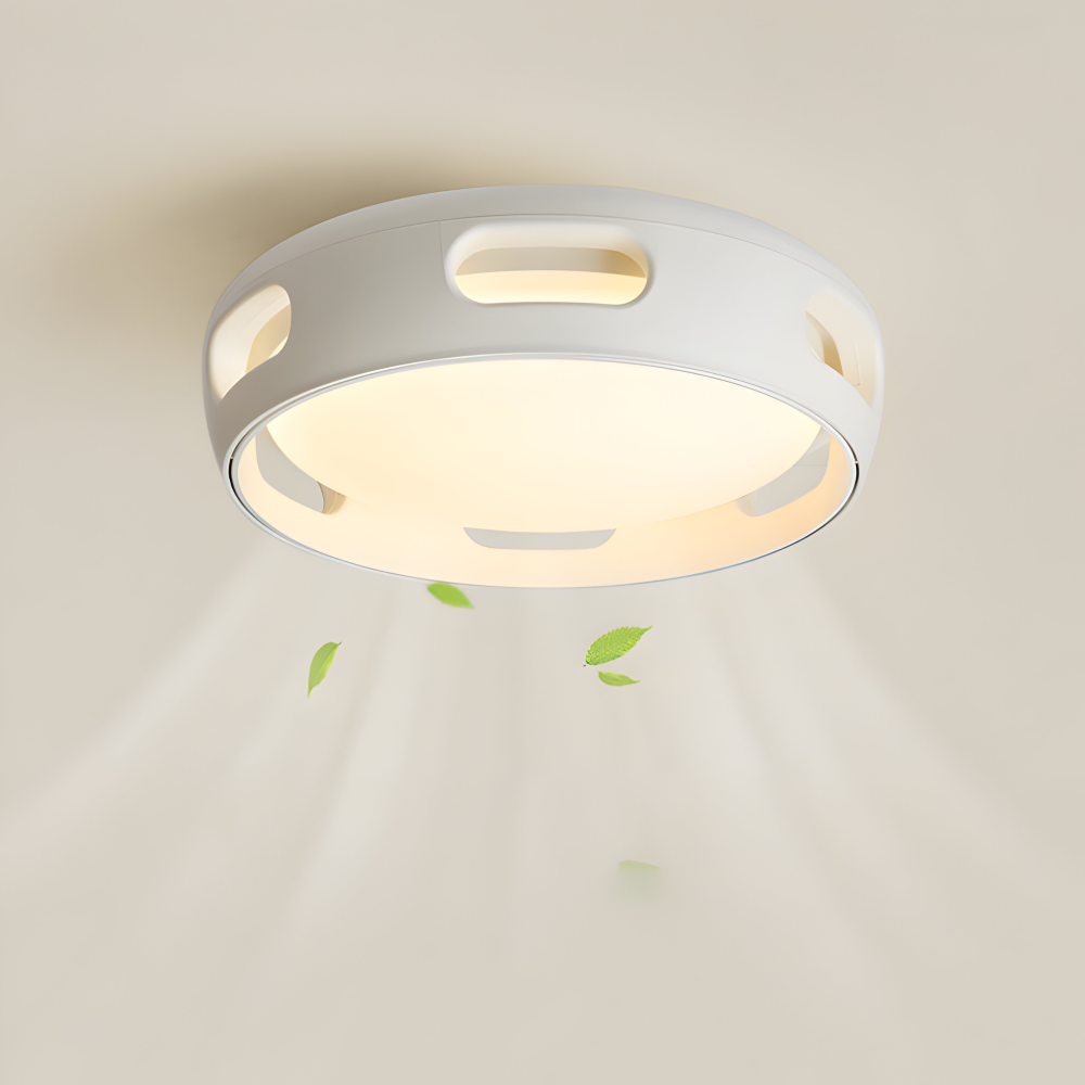 Rund loftslampe i ovale udskæringer og matteret diffuser