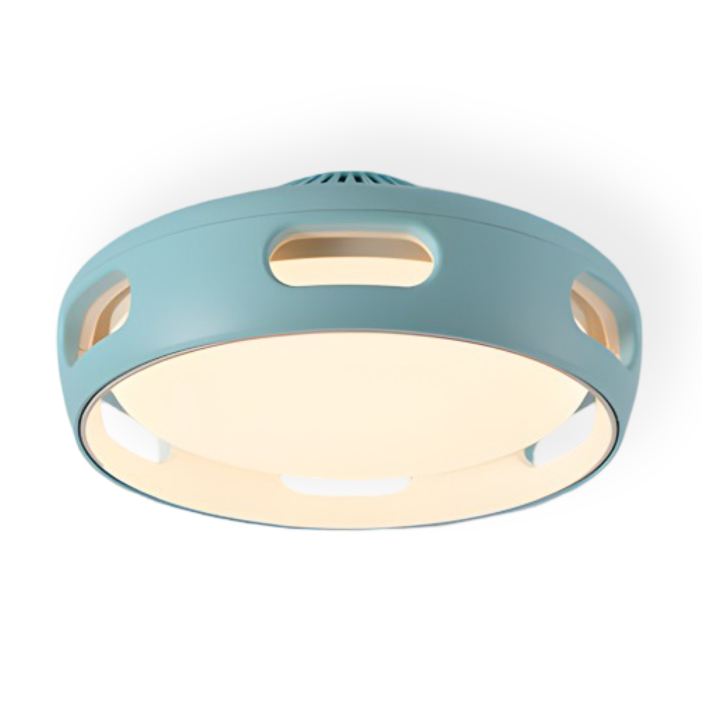 Rund loftslampe i ovale udskæringer og matteret diffuser