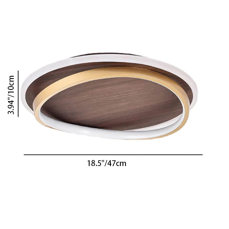 Rund loftslampe i tre lag delt design