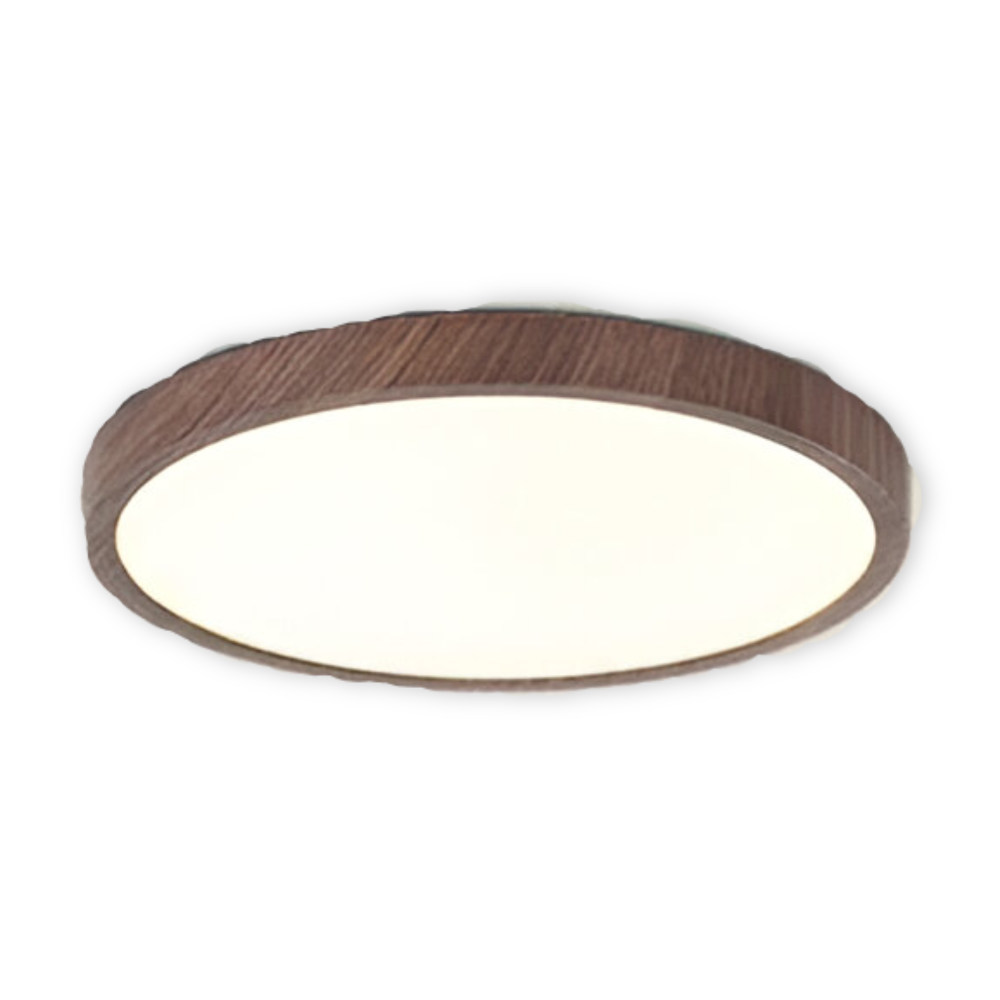 Rund loftslampe indbygget lampe med træ og matteret diffuser