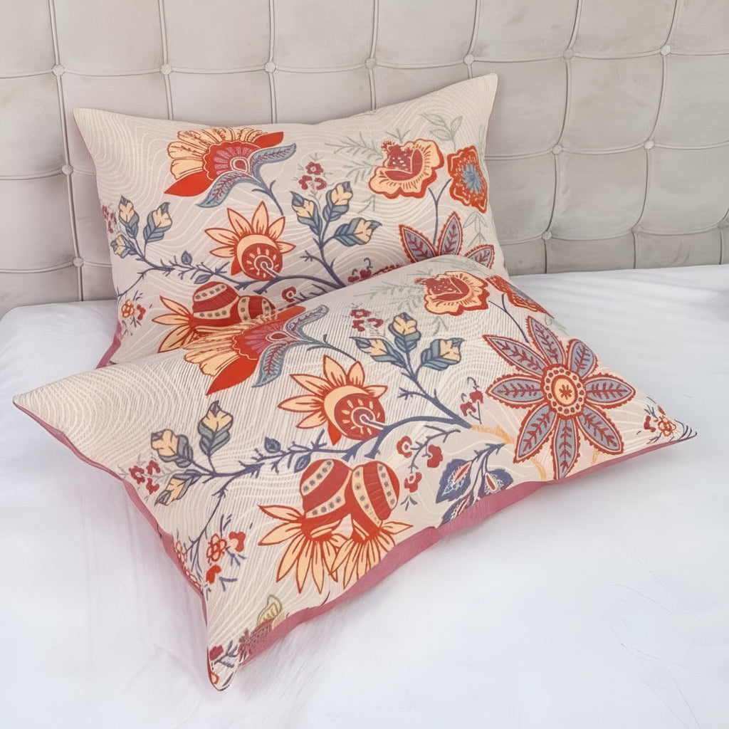 Rustic Boho Floral Pillowcases Cotton Set of 2