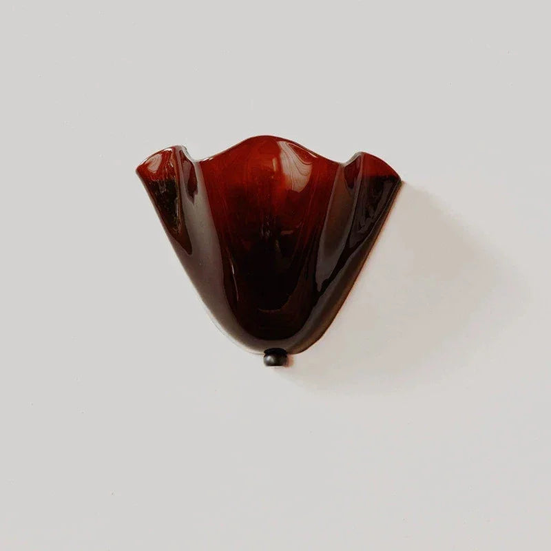 Colored Glass Wall Sconce Ruffled Shade Bedside