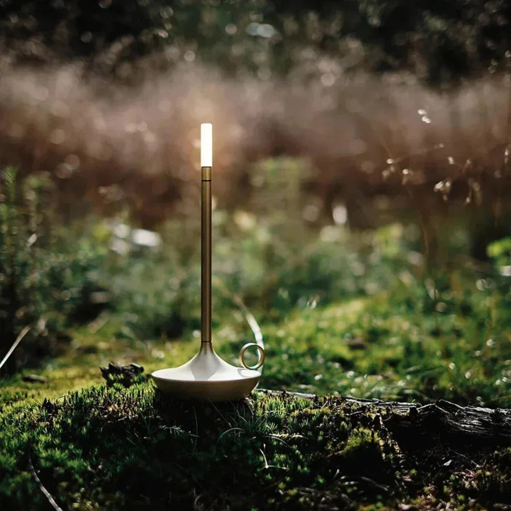 Portable Candle Lantern Metal Flameless Light for Camping and Backyard