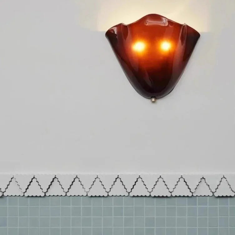 Colored Glass Wall Sconce Ruffled Shade Bedside