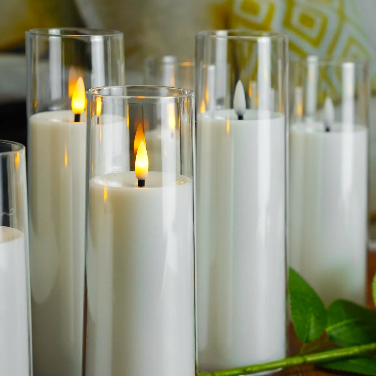 Flameless Candles 9 Piece Set LED Flickering Battery Operated for Mantel