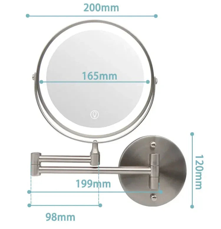 Wall Mounted Lighted Makeup Mirror Rechargeable LED Magnifying