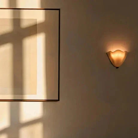 Colored Glass Wall Sconce Ruffled Shade Bedside