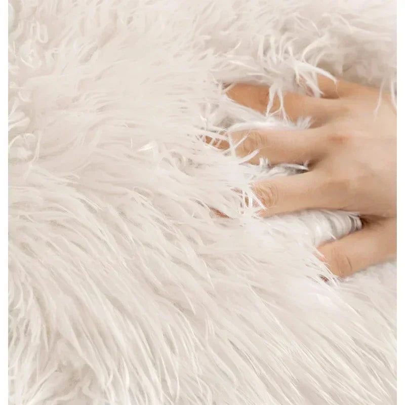 Faux Lambswool Sofa Cover with Long Shaggy Pile