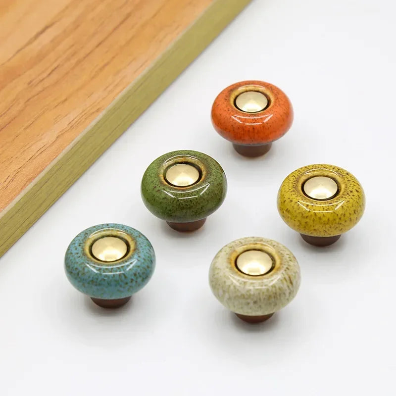 Ceramic Cabinet Knob Single Hole Mount for Drawers and Cupboards
