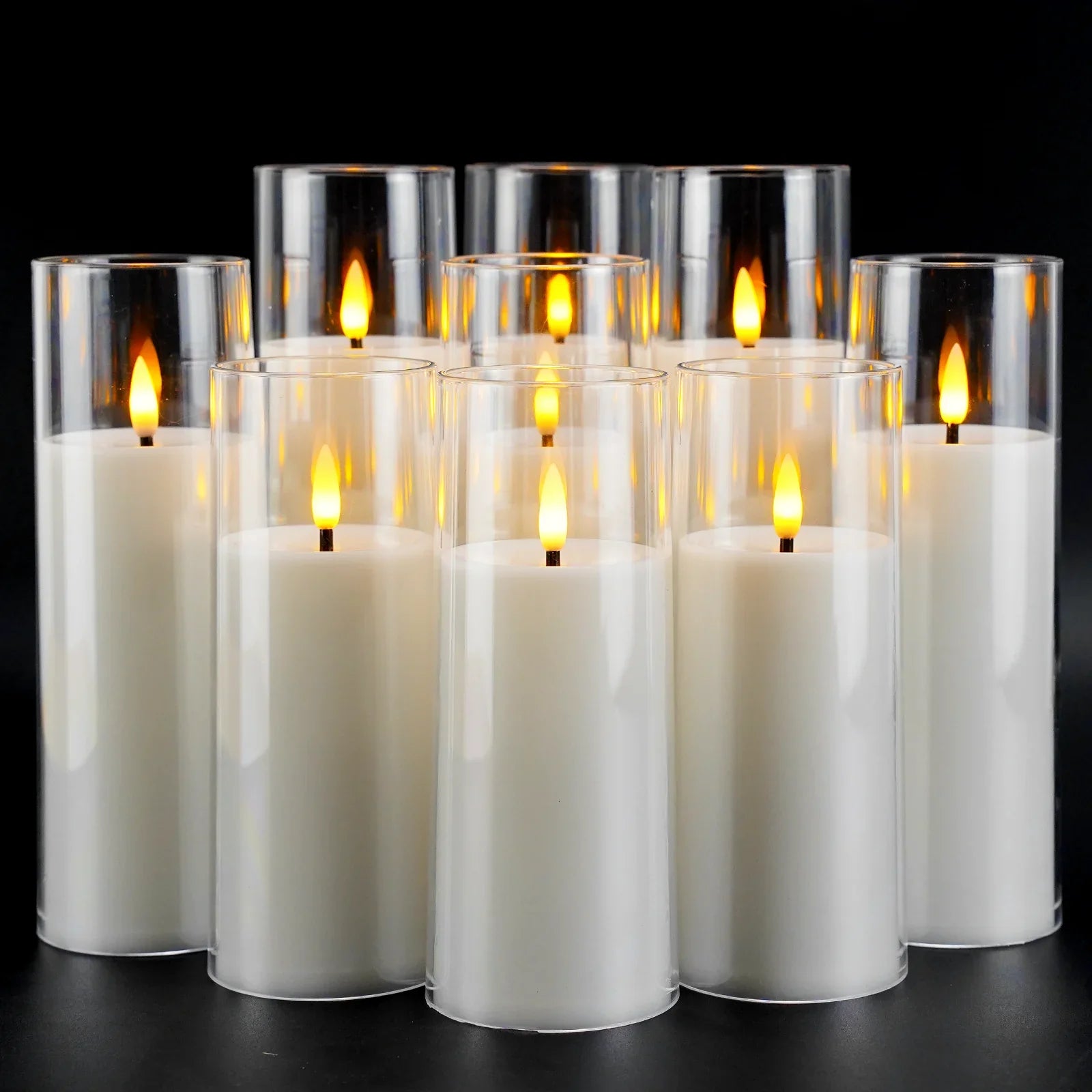 Flameless Candles 9 Piece Set LED Flickering Battery Operated for Mantel