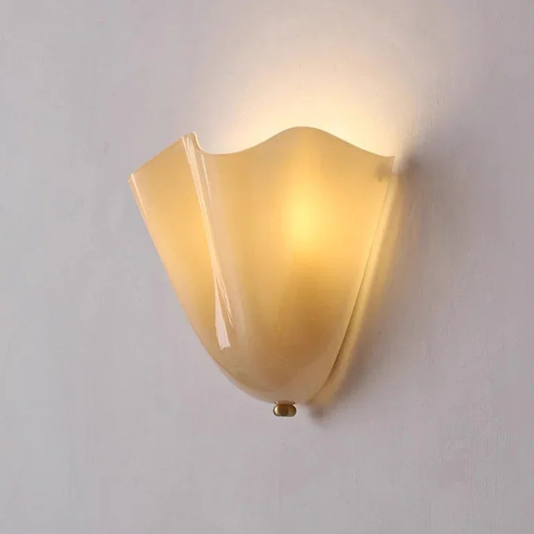 Colored Glass Wall Sconce Ruffled Shade Bedside
