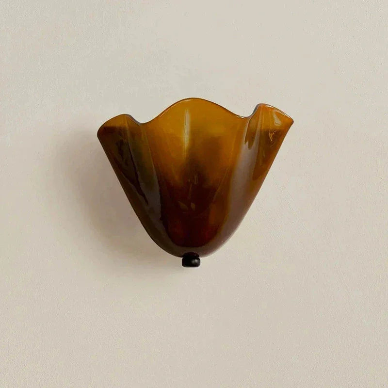 Colored Glass Wall Sconce Ruffled Shade Bedside