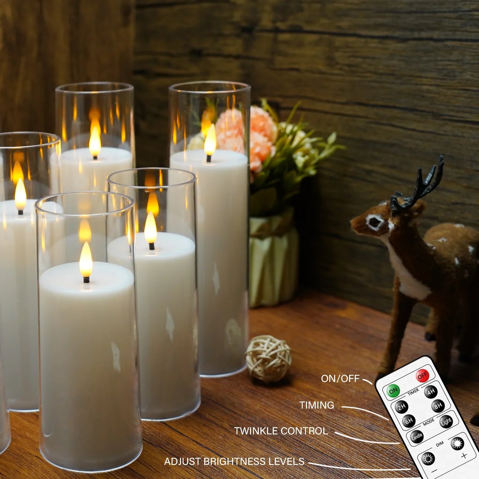 Flameless Candles 9 Piece Set LED Flickering Battery Operated for Mantel