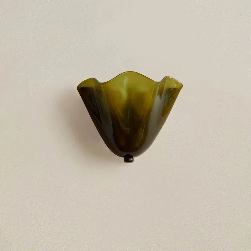 Colored Glass Wall Sconce Ruffled Shade Bedside
