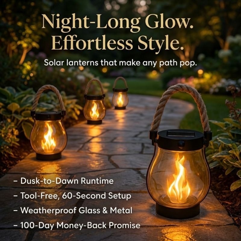 Solar Lantern Outdoor Waterproof Flickering Flame Dusk to Dawn for Patio