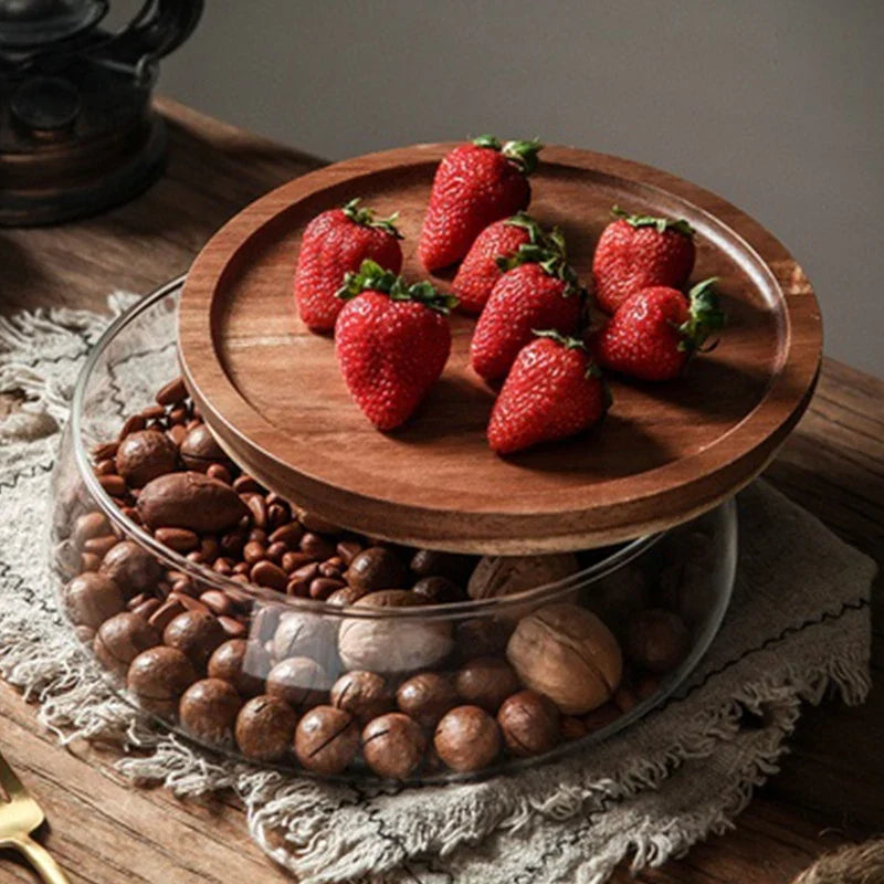 Wooden Food Storage Container with Lid Kitchen Canister for Counter Storage