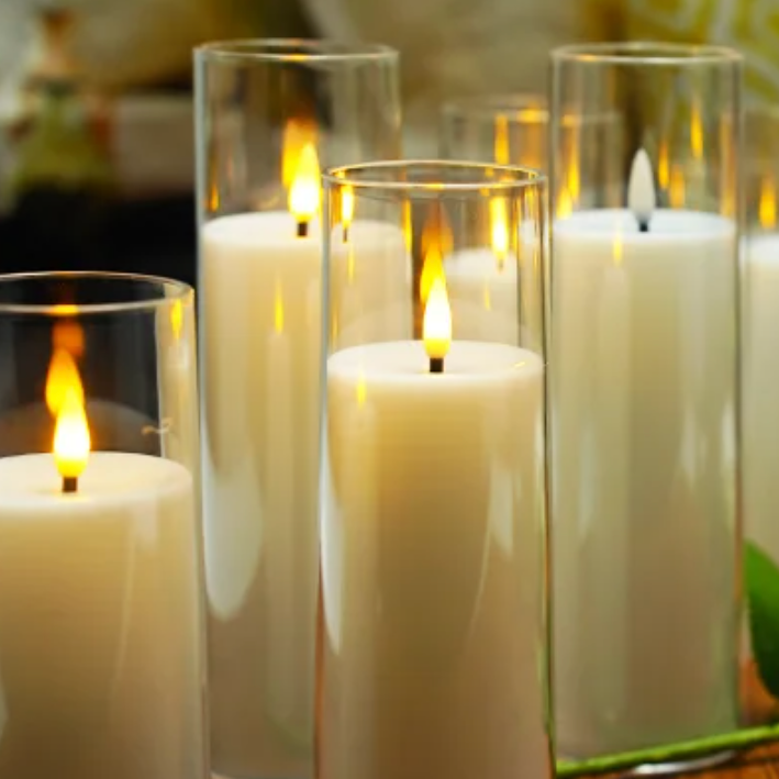 Flameless Candles 9 Piece Set LED Flickering Battery Operated for Mantel