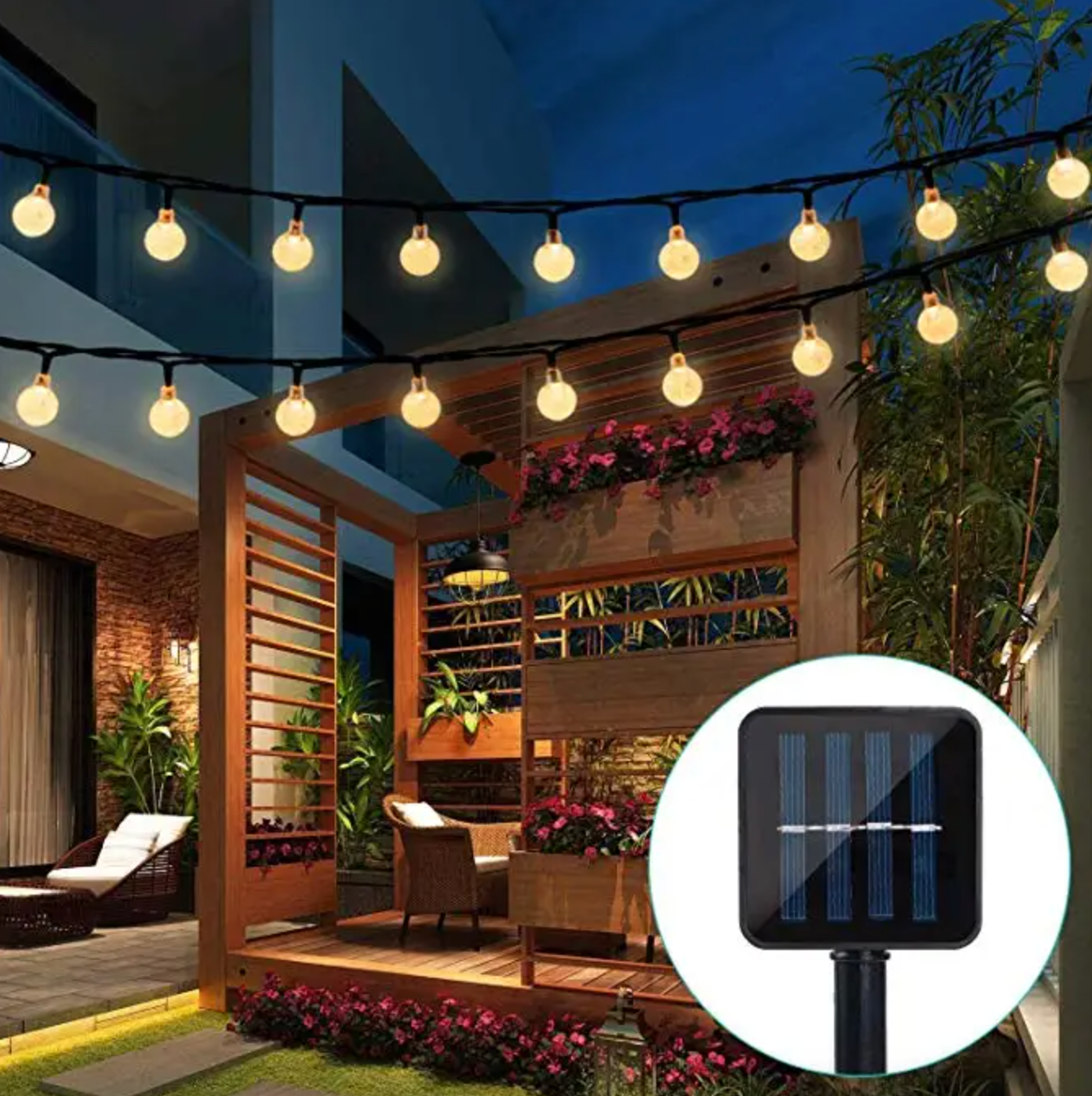 Solar Twinkle Lights Outdoor Starry String Lights for Garden Deck and Patio