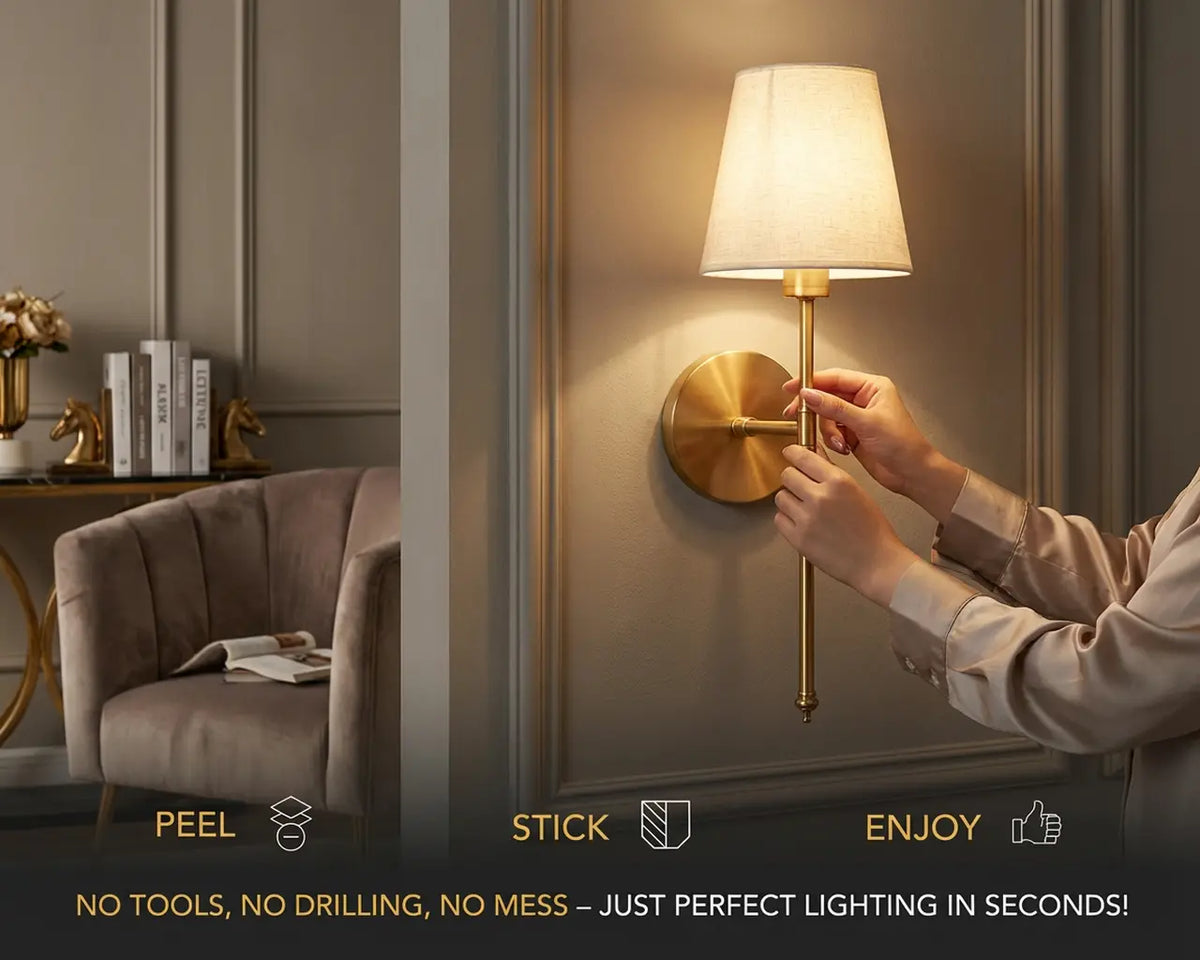 Wireless Wall Sconces Set of 2 No Drill Rechargeable Bulbs with Remote