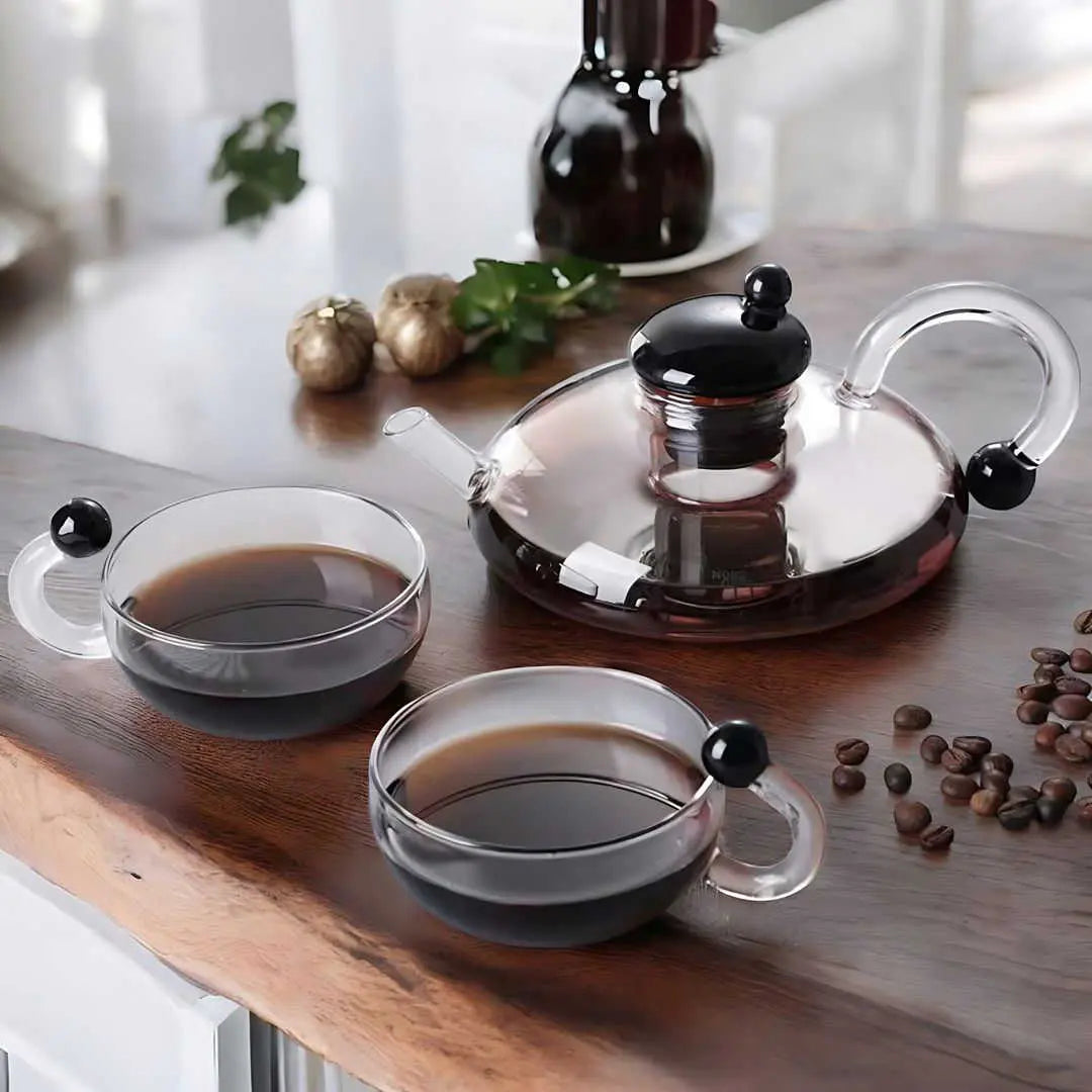 Glass Tea Set with Stovetop Safe Teapot and Cups