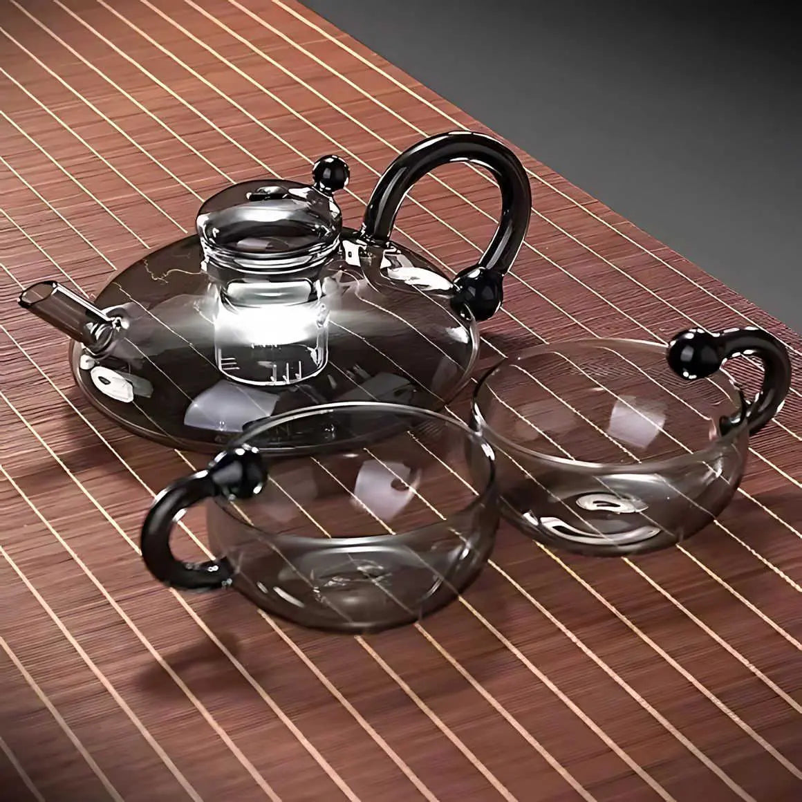 Glass Tea Set with Stovetop Safe Teapot and Cups