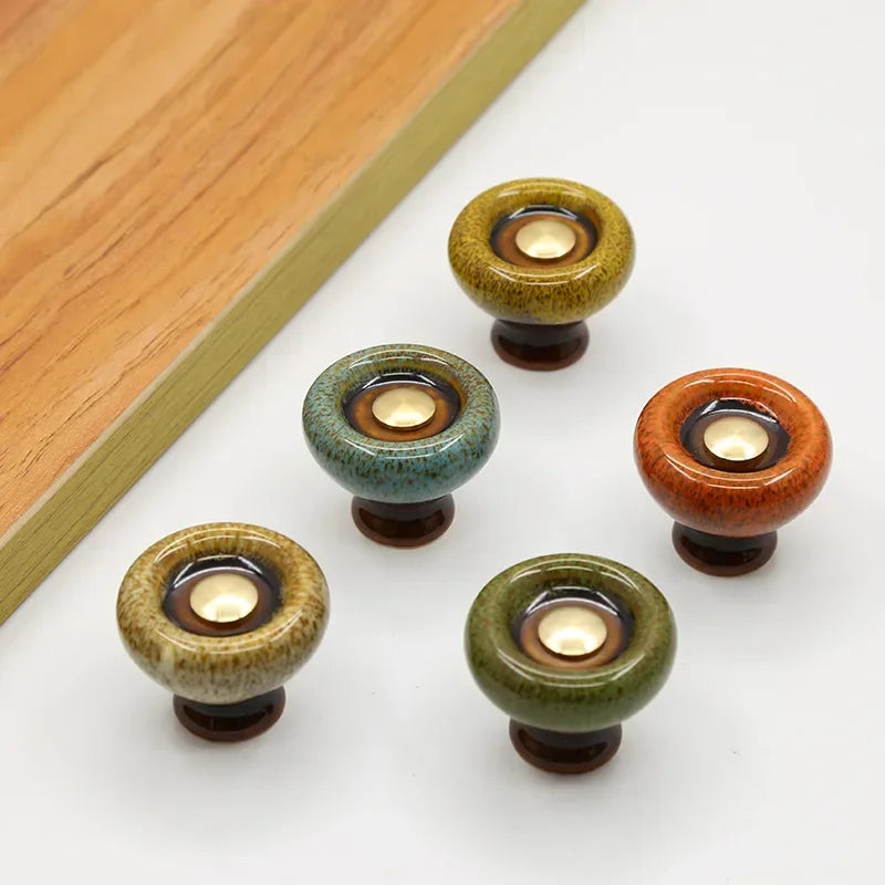 Ceramic Cabinet Knob Single Hole Mount for Drawers and Cupboards