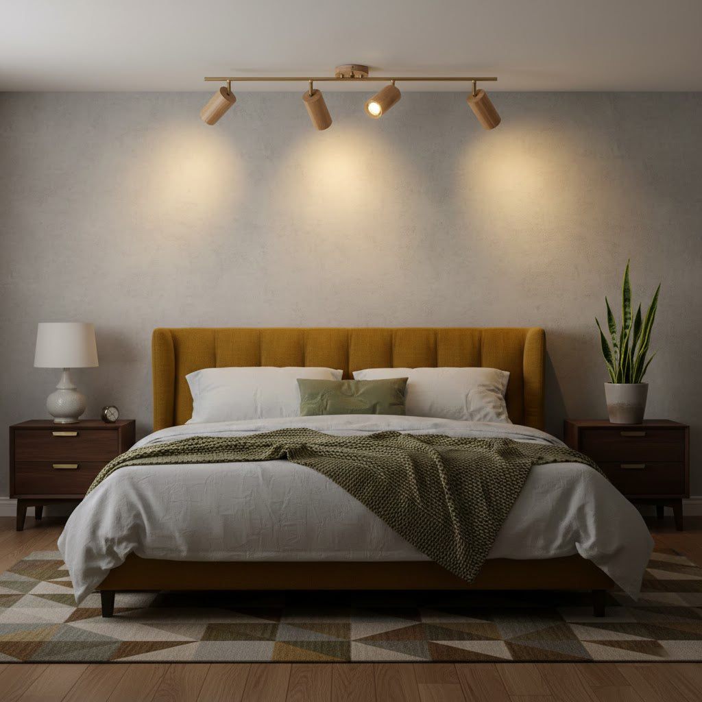 Adjustable Spotlight Bar Ash Wood Ceiling or Wall Mount Art Lighting