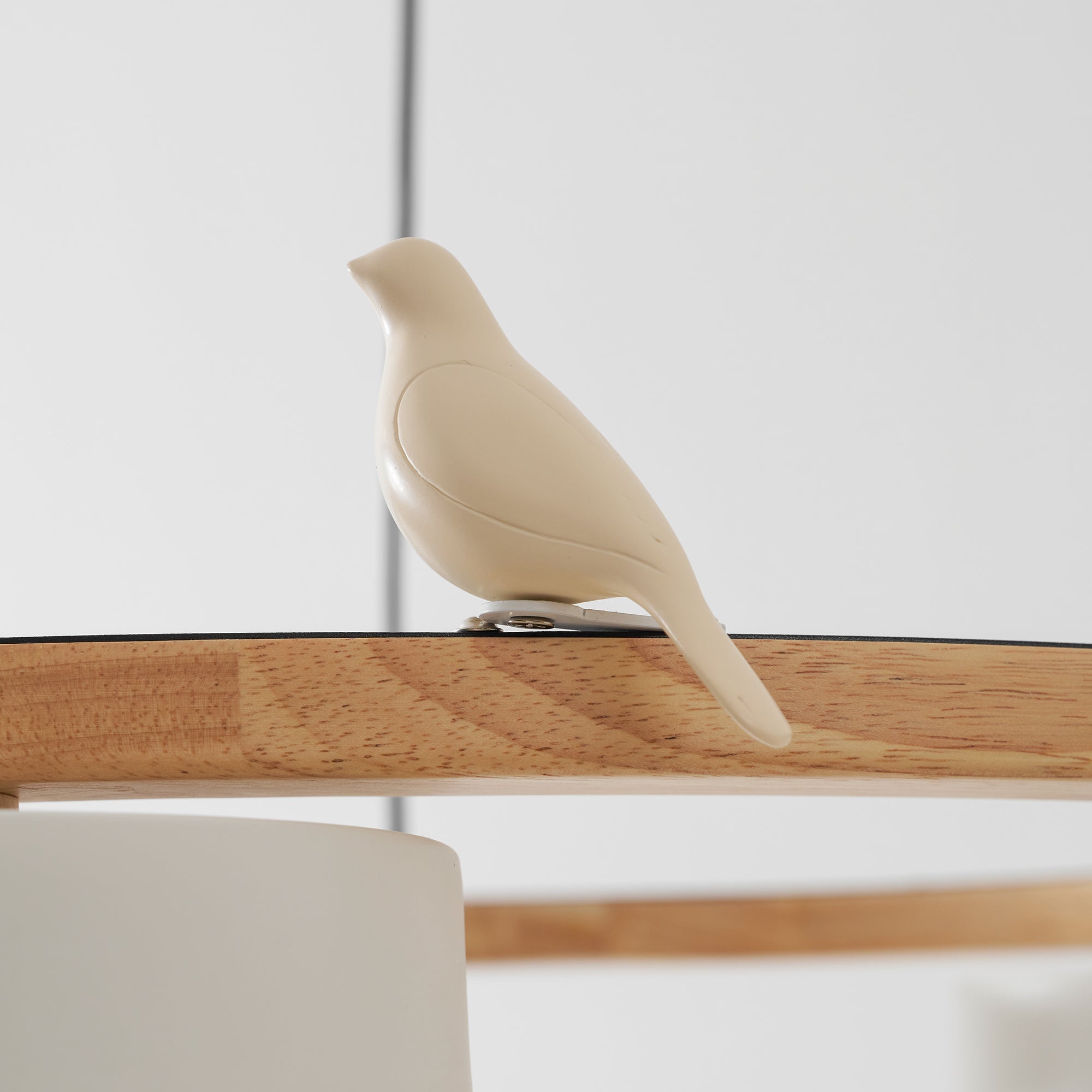 Round Wood Chandelier with Bird Figurines LED Dimmable Dining Room