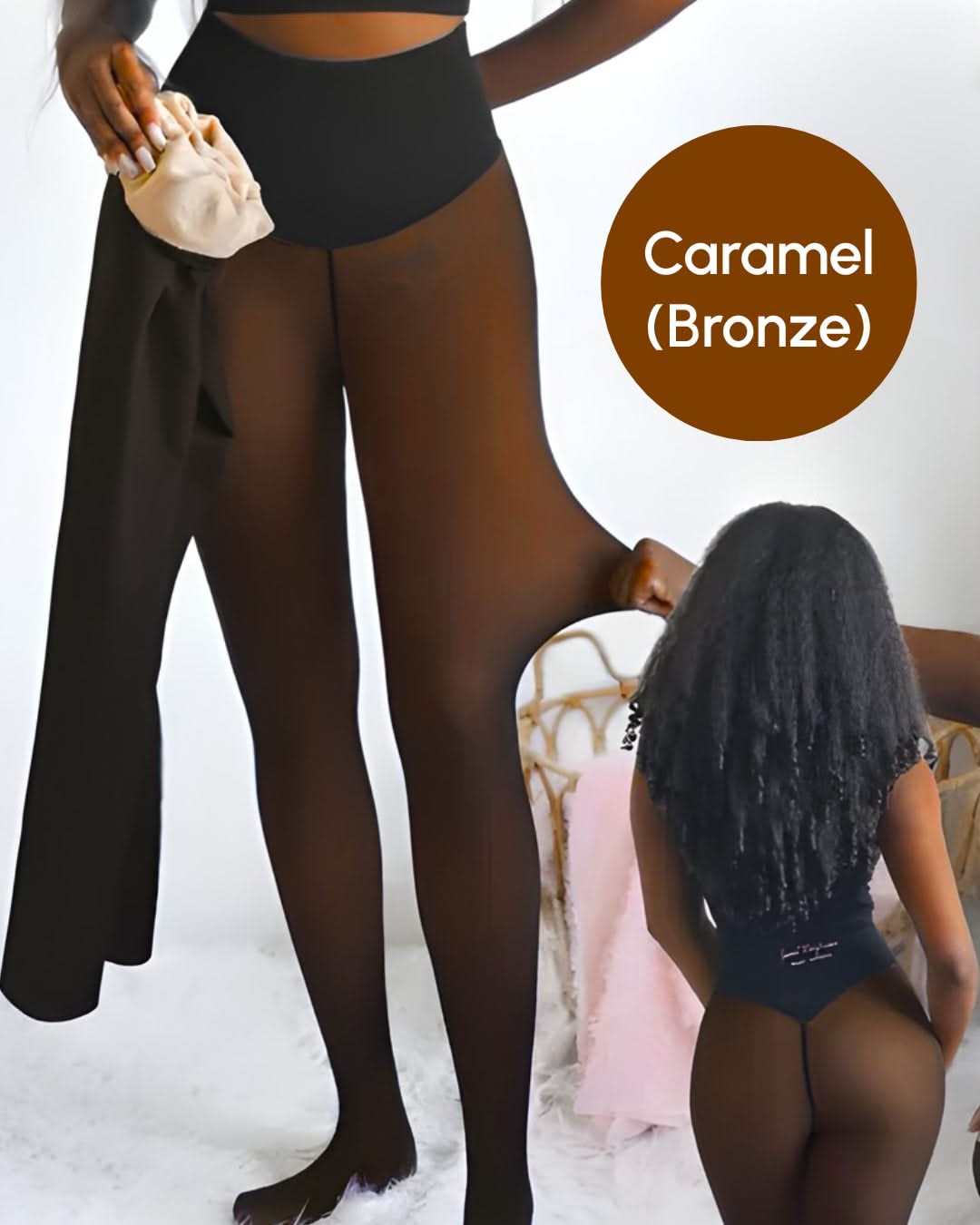 Fleece Lined Leggings Sheer One Seam Compression Waistband