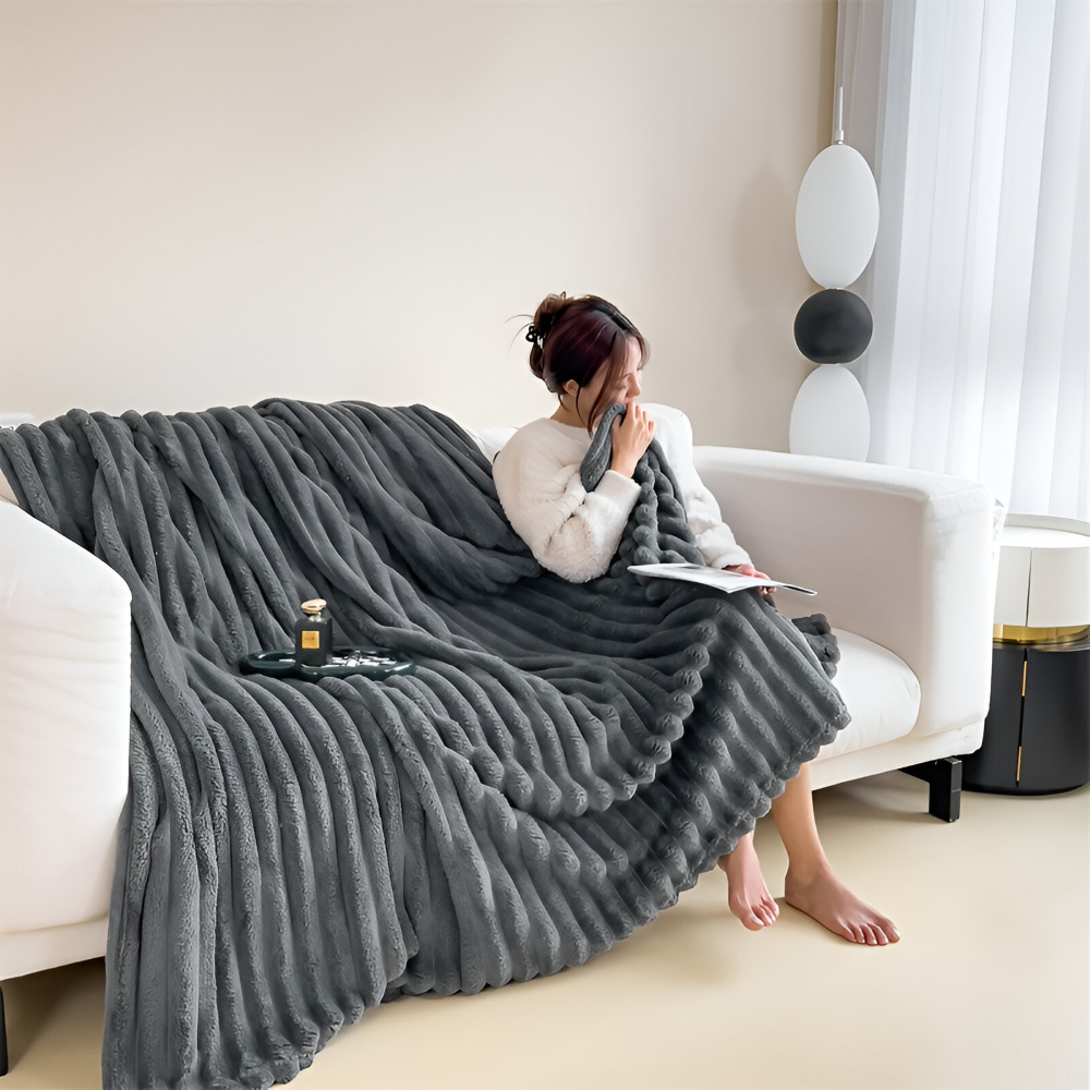 Sofatæppe med pufstriber sofatæppe med quiltet tekstur