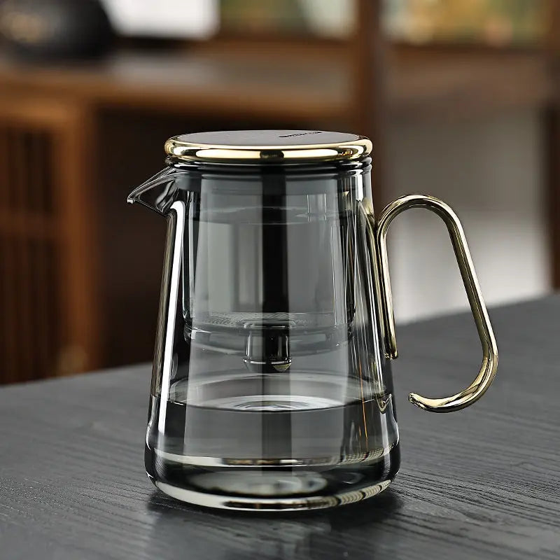 Glass Teapot with Push-Button Tea Release and Stainless Filter