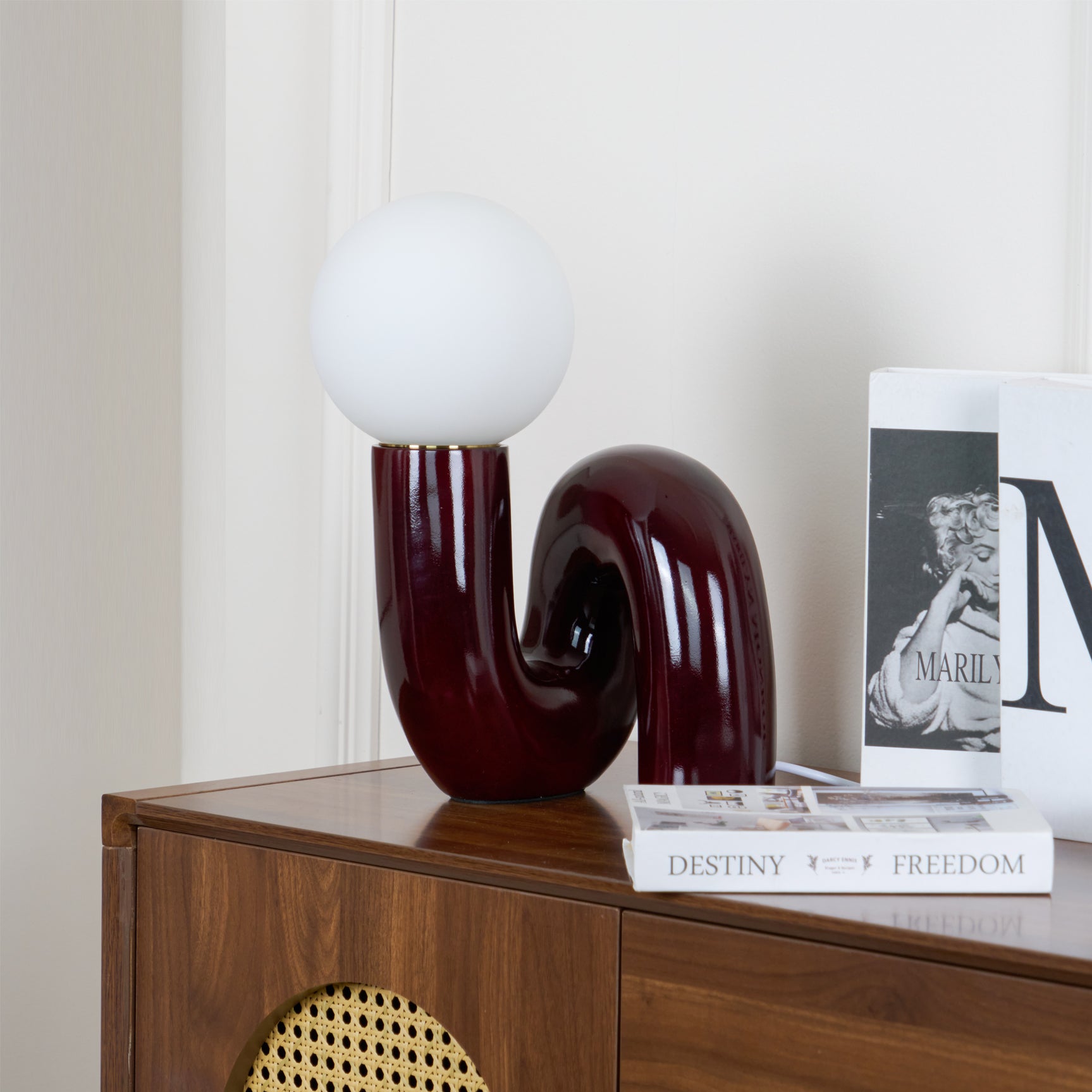 Spiral Glass Table Lamp Sculptural Resin Ribbon Shade Bedside Accent