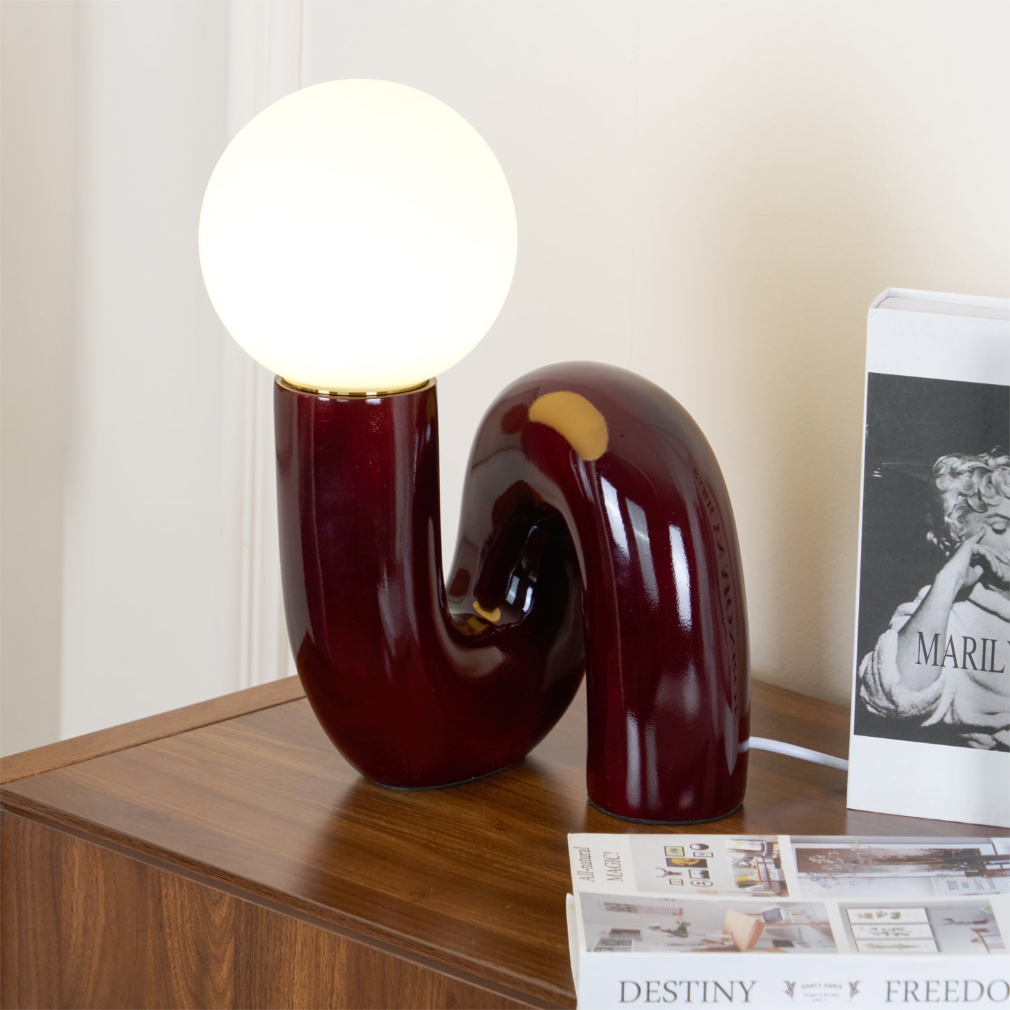 Spiral Glass Table Lamp Sculptural Resin Ribbon Shade Bedside Accent