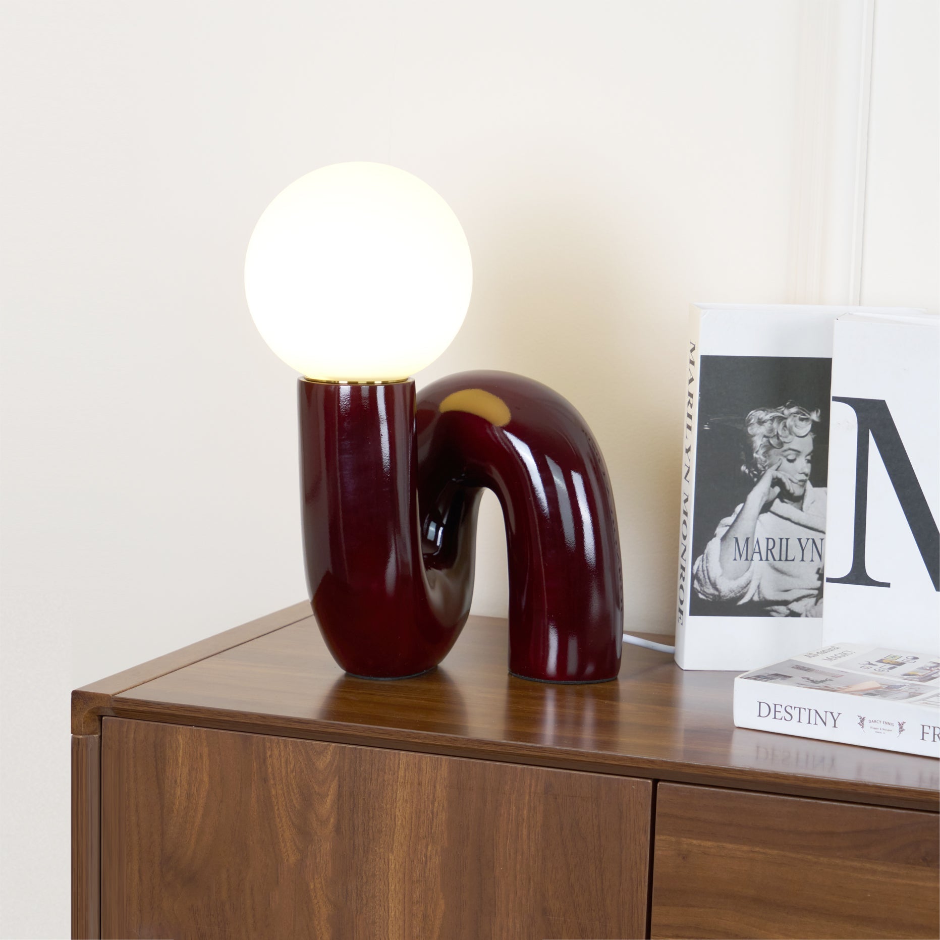 Spiral Glass Table Lamp Sculptural Resin Ribbon Shade Bedside Accent
