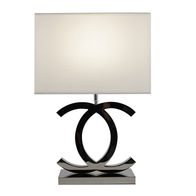 Stainless Steel Table Lamp Dome Fabric Shade Bedside and Home Office