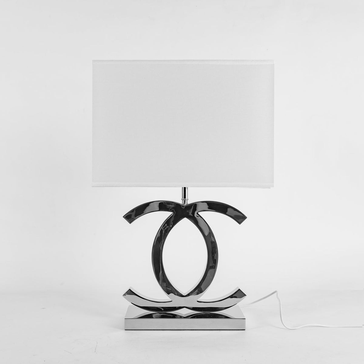 Stainless Steel Table Lamp Dome Fabric Shade Bedside and Home Office