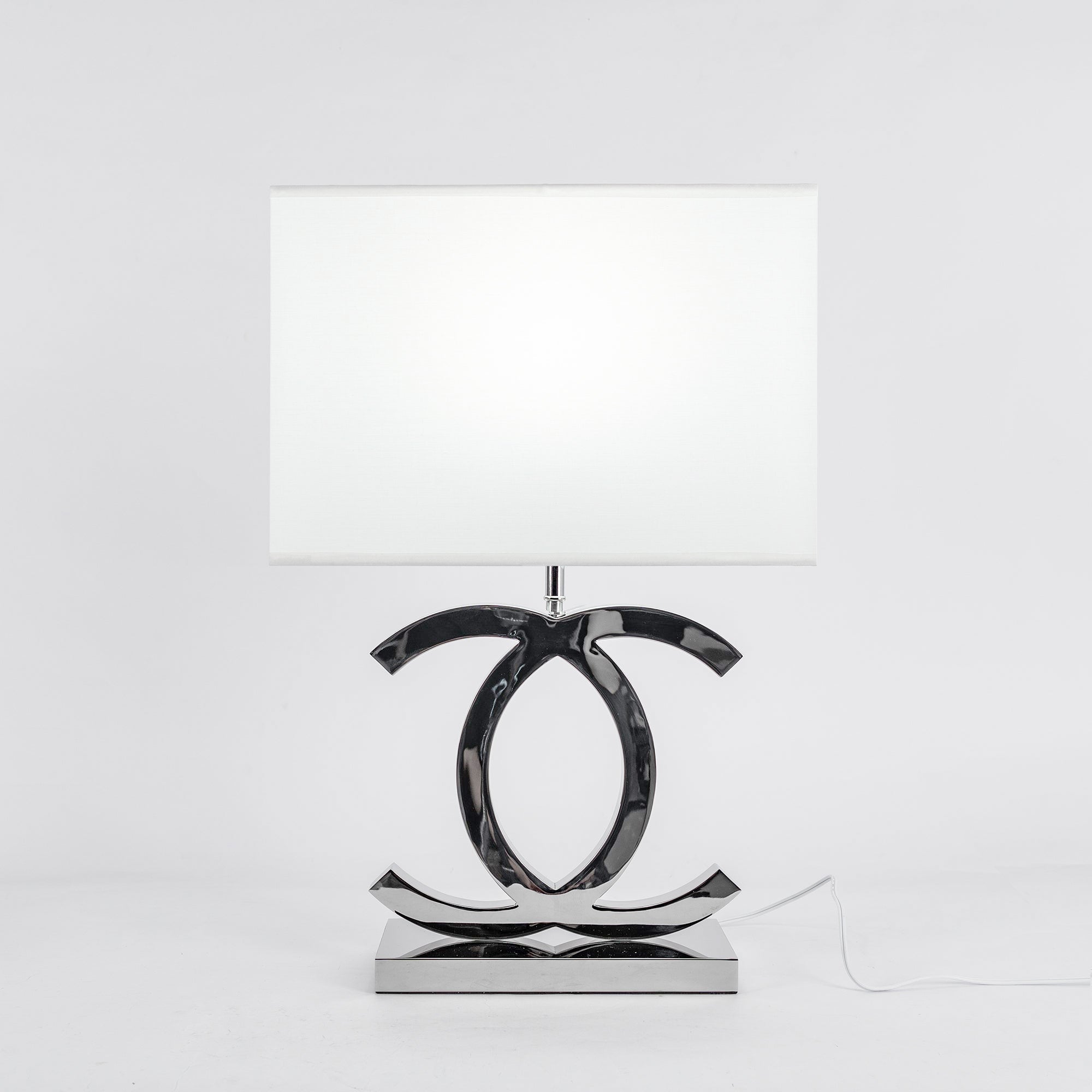 Stainless Steel Table Lamp Dome Fabric Shade Bedside and Home Office