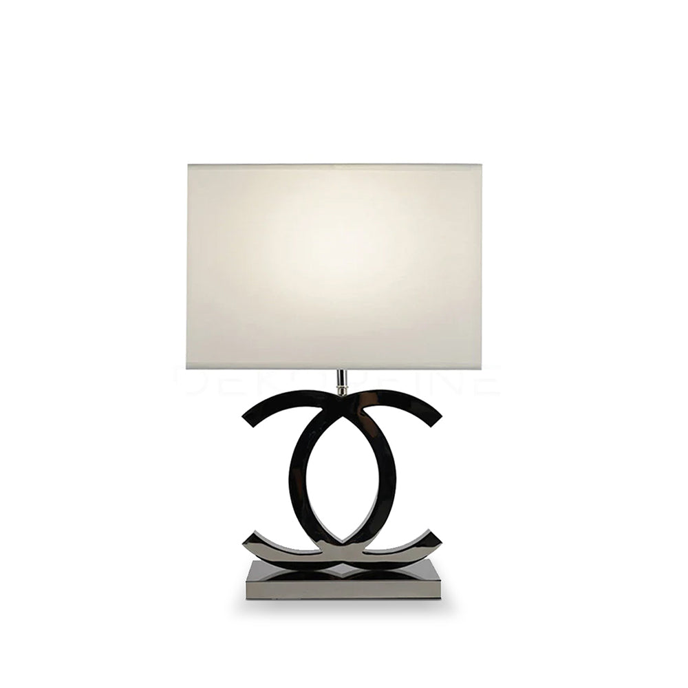 Stainless Steel Table Lamp Dome Fabric Shade Bedside and Home Office