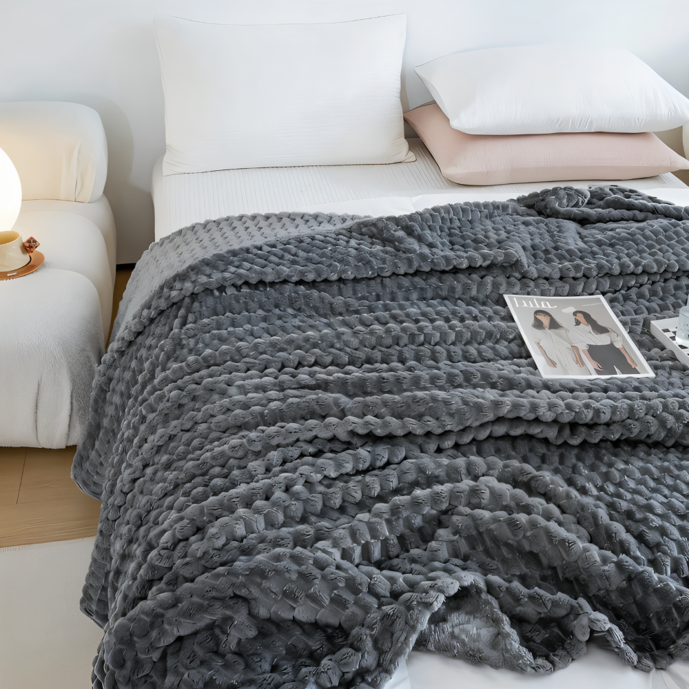 Tæppe med chunky vaffelprægning til soveværelse eller sofa