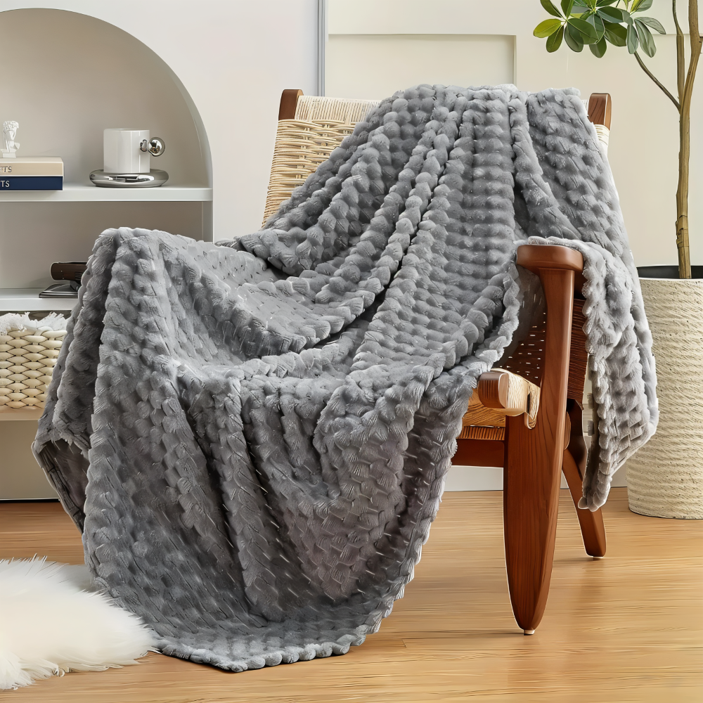 Tæppe med chunky vaffelprægning til soveværelse eller sofa