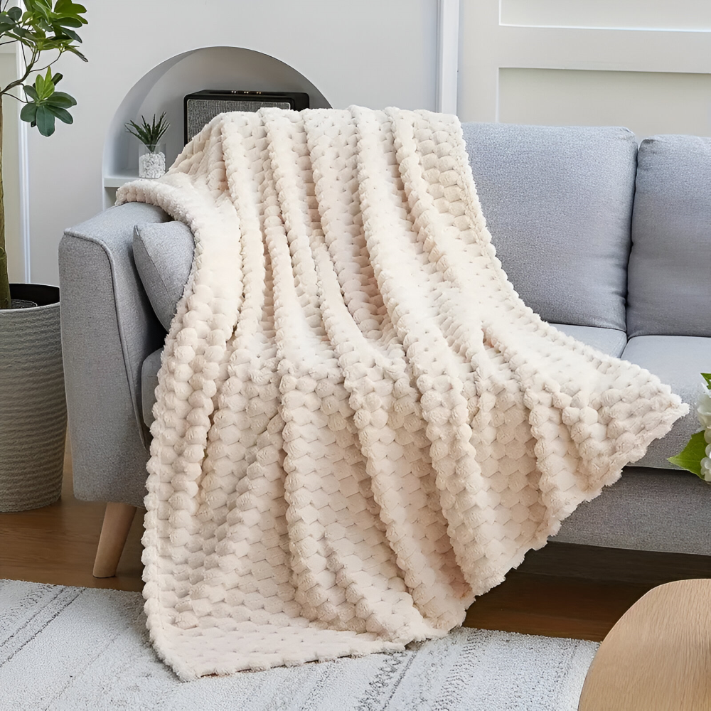Tæppe med chunky vaffelprægning til soveværelse eller sofa