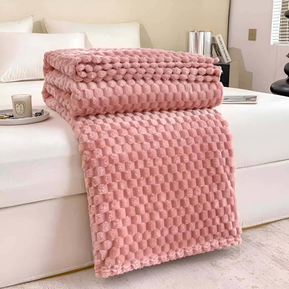 Tæppe med chunky vaffelprægning til soveværelse eller sofa