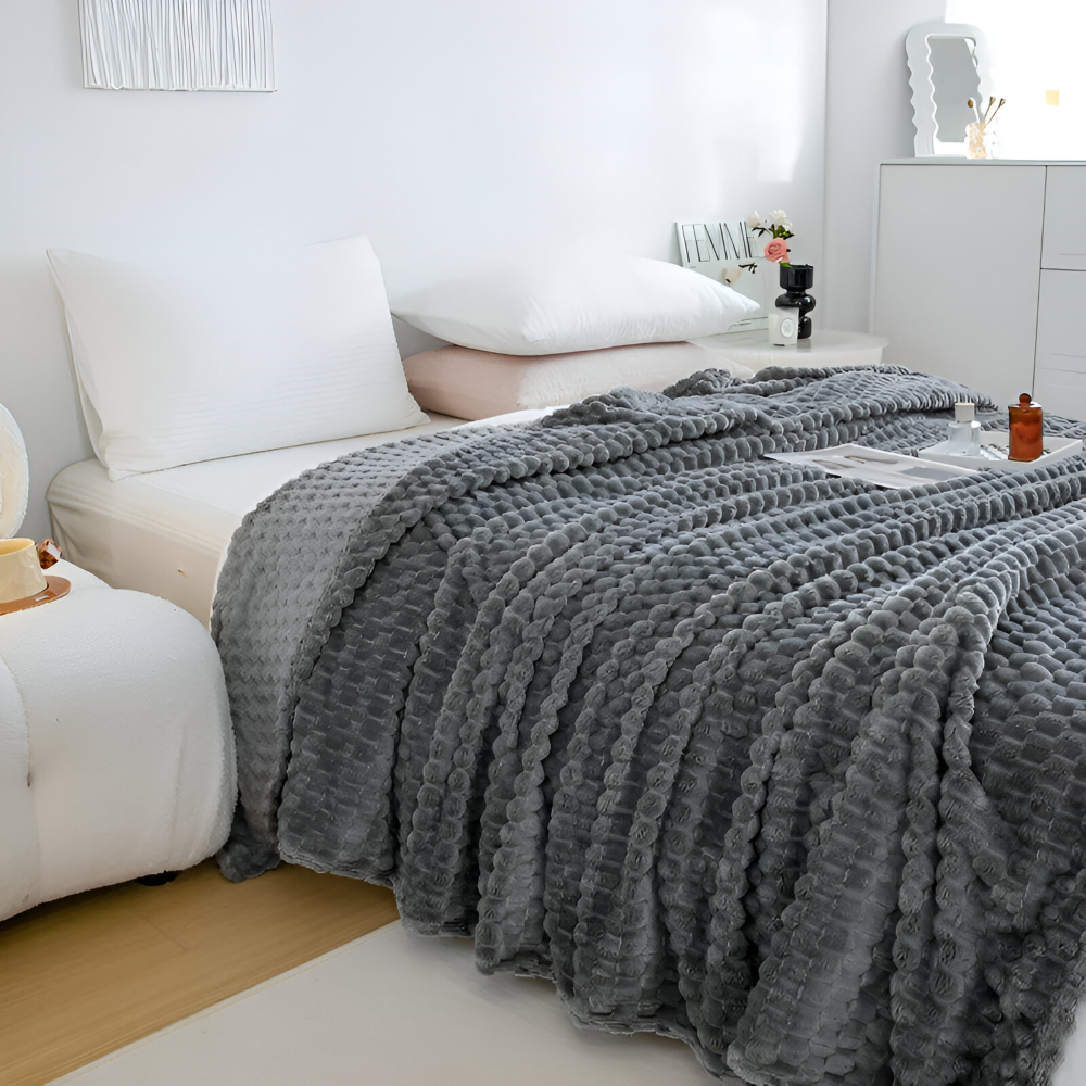 Tæppe med chunky vaffelprægning til soveværelse eller sofa