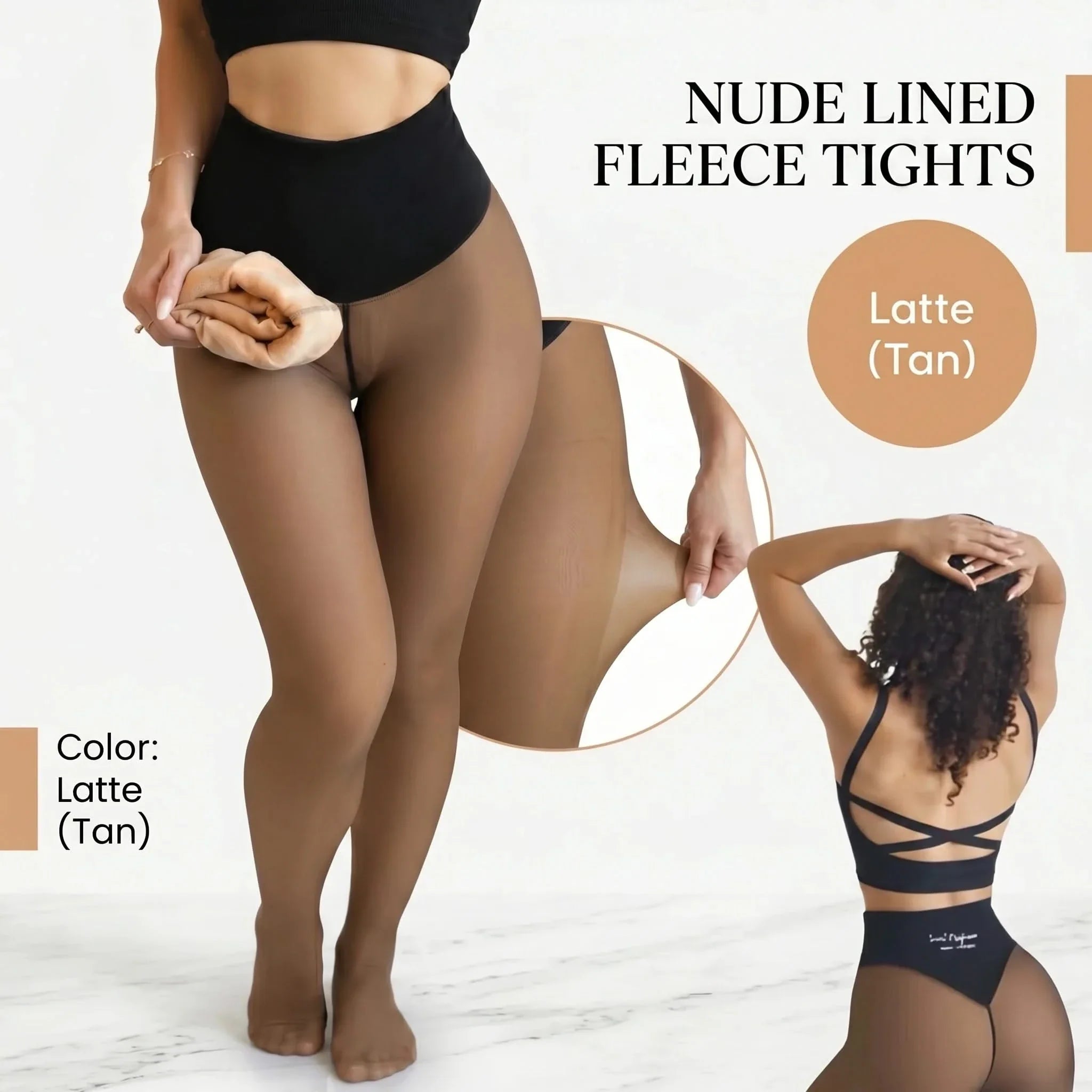 Fleece Lined Tights Womens Sheer High Waisted