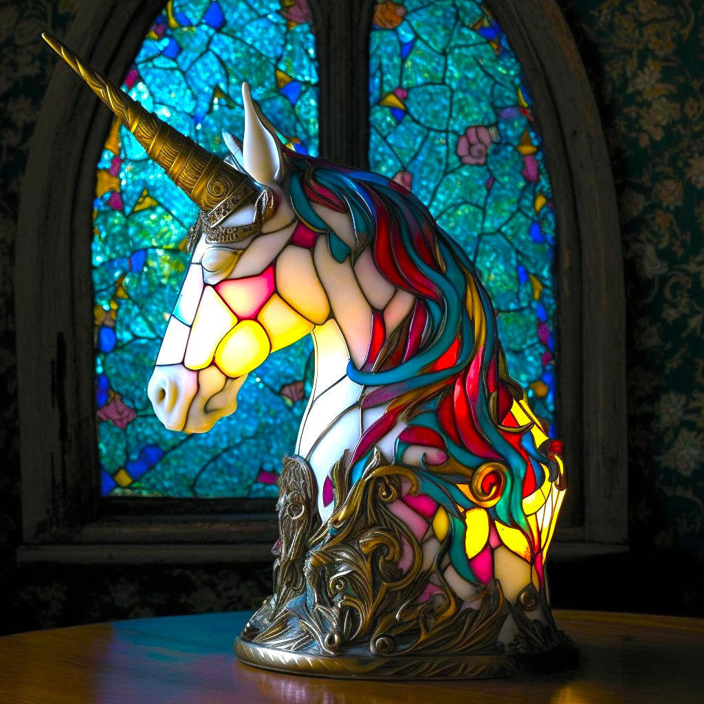 Tiffany stil mosaikglasfigur med dekorativ skulpturel bordlampe