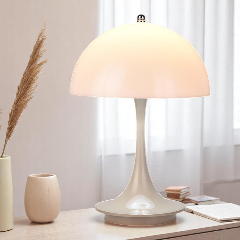 Trådløs LED-bordlampe med kuppelskærm