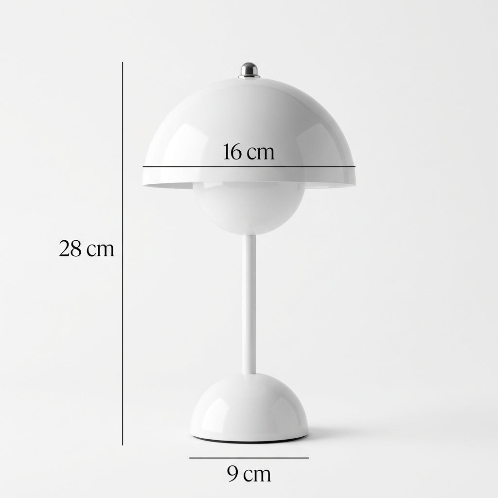 Trådløs bordlampe med kuppelskærm dæmpbar LED i retro skandinavisk design til stue eller soveværelse