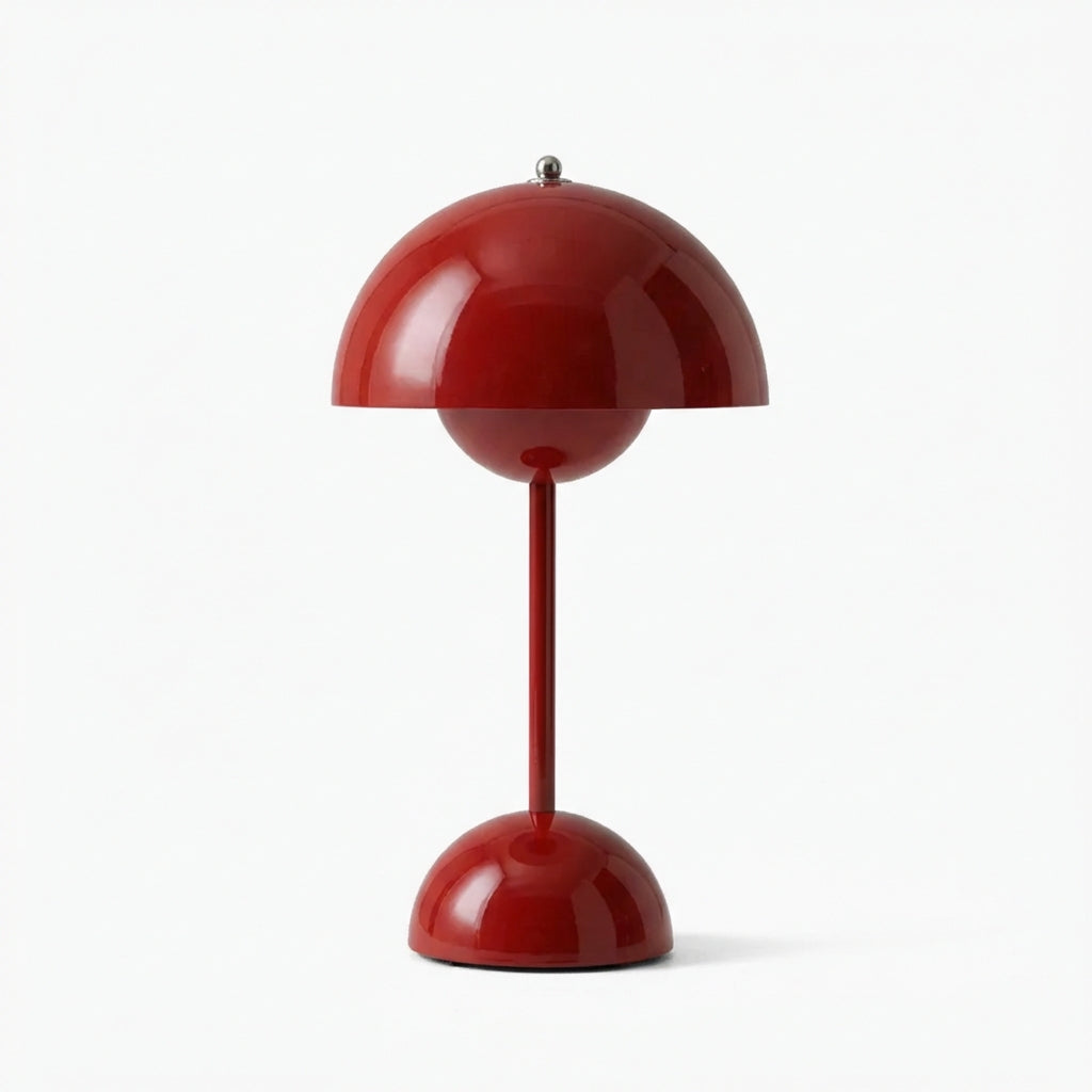 Trådløs bordlampe med kuppelskærm dæmpbar LED i retro skandinavisk design til stue eller soveværelse